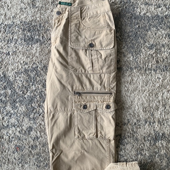 Ralph Lauren khaki low rise cargos with vintage features and silver hardware - Picture 6 of 8